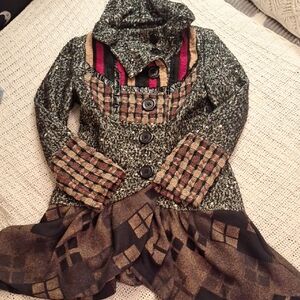 Ann Ren New York Stylish Multicolor Patterned Coat Size S